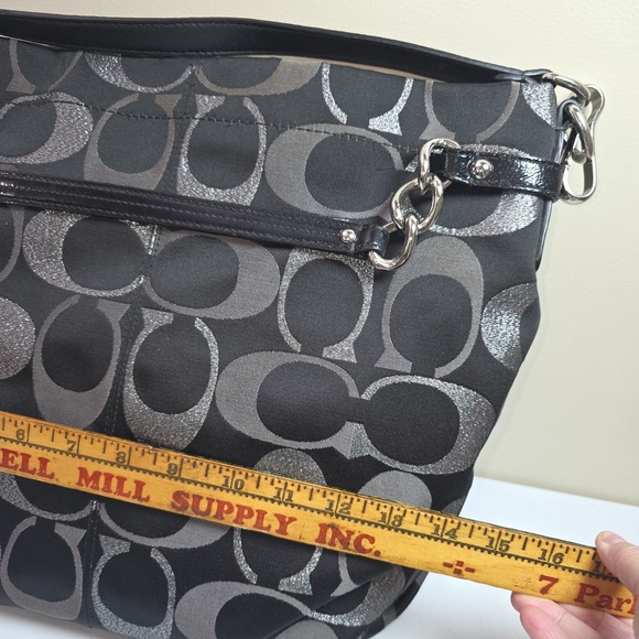 Y2K COACH Gallery Signature 3 Color Lurex Tote Bag Black/Silver No. H1193-F18003 - Picture 2 of 8